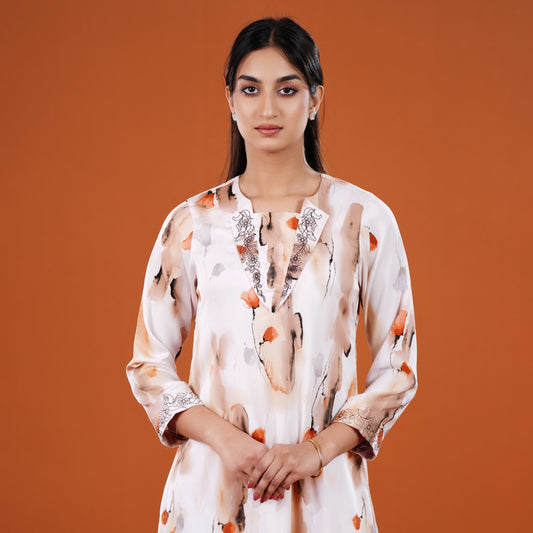 Signature Kurti (Off White Printed)