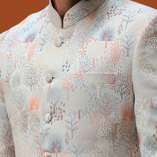Imperial Sherwani (Off White-Brown)