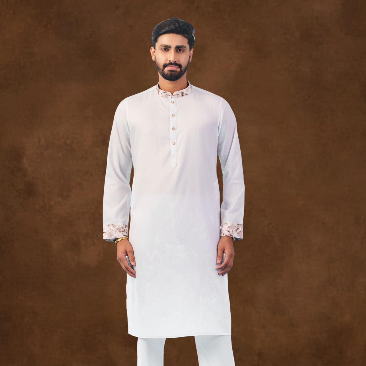 YAMAAN Royal Panjabi White Fine Cotton