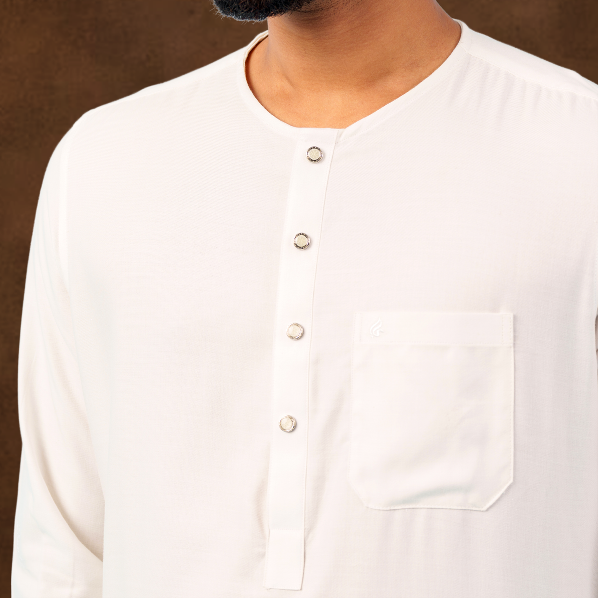 YAMAAN Royal Panjabi White Round Neck