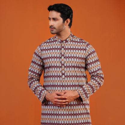 Royal Panjabi (Burnt Orange Geometric print)