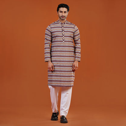 Royal Panjabi (Burnt Orange Geometric print)