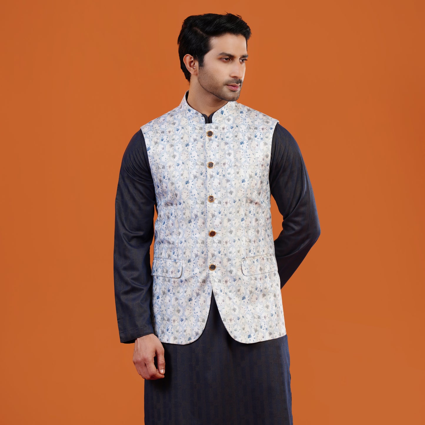 Signature WaistCoat (Light Blue-Brown)