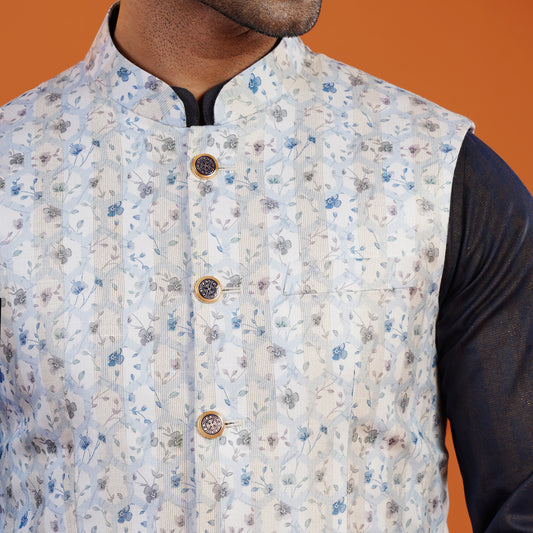 Signature WaistCoat (Light Blue-Brown)