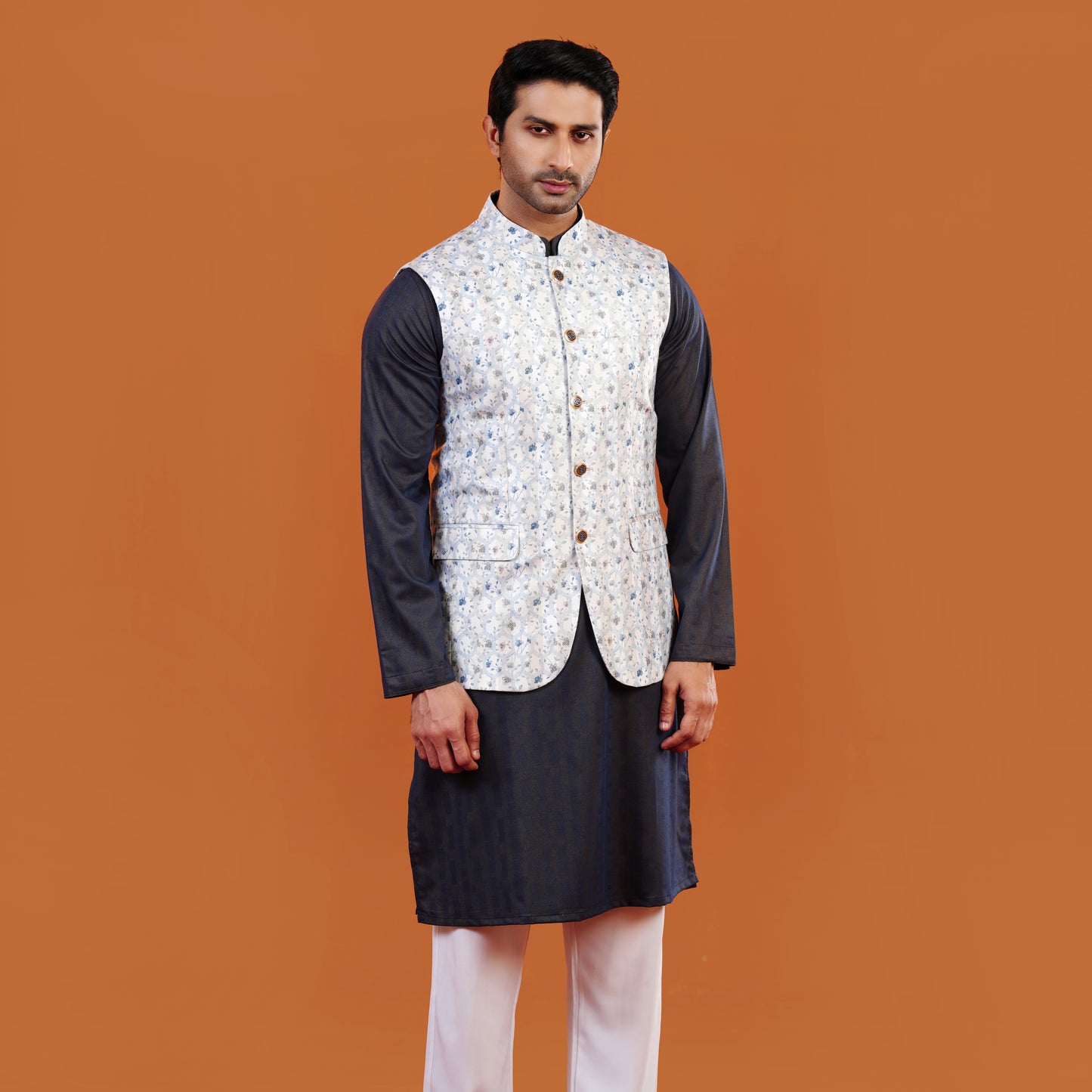 Signature WaistCoat (Light Blue-Brown)