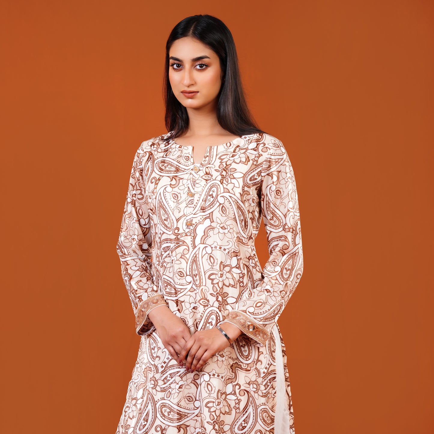 Signature Kurti (Cream-Brown)