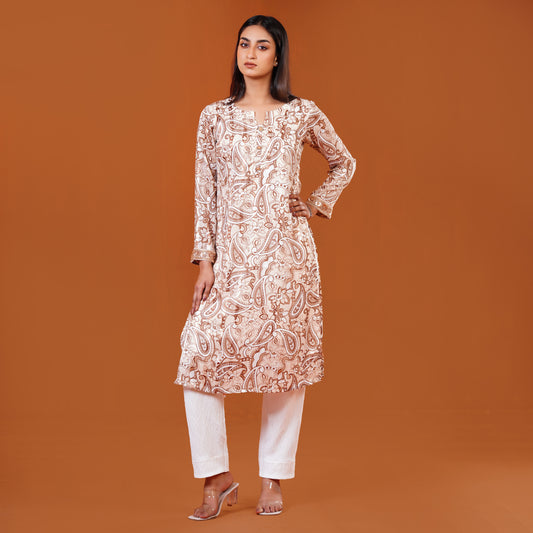 Signature Kurti (Cream-Brown)