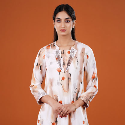 Signature Kurti (Off White Printed)