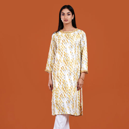 Signature Kurti (White Grey Printed)