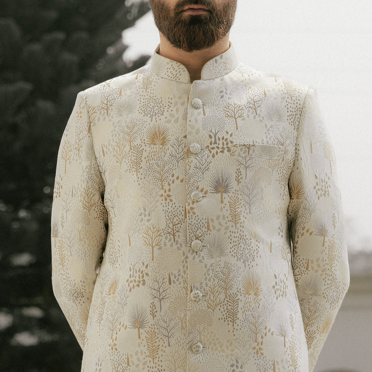 YAMAAN Imperial Off White Grey Sherwani