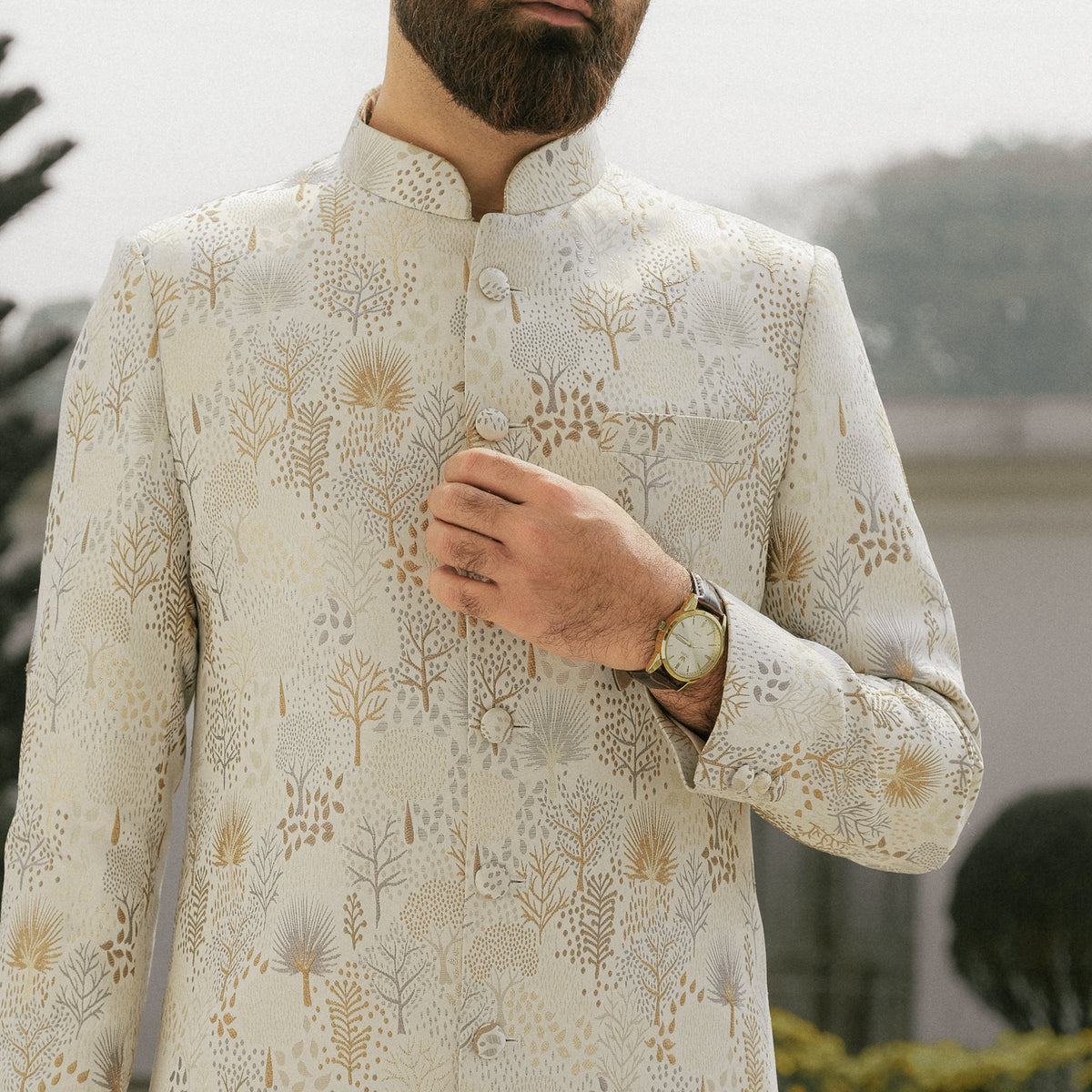 YAMAAN Imperial Off White Grey Sherwani