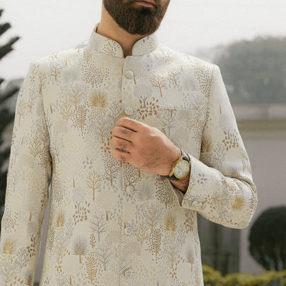 YAMAAN Imperial Off White Grey Sherwani