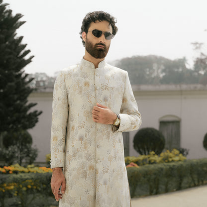 YAMAAN Imperial Off White Grey Sherwani