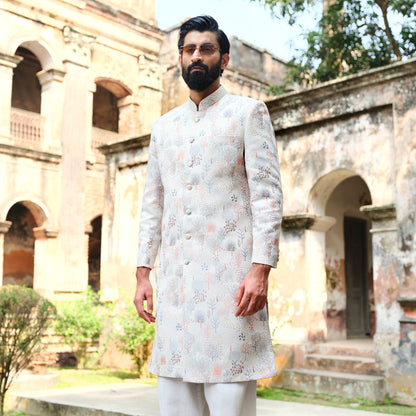 Imperial Sherwani (Off White-Brown)