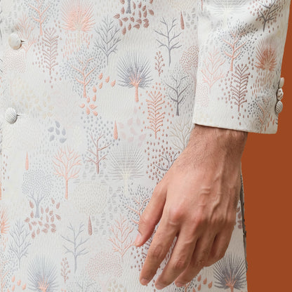 Imperial Sherwani (Off White-Brown)