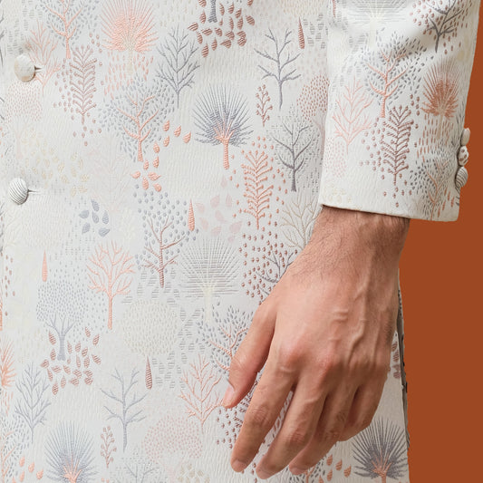 Imperial Sherwani (Off White-Brown)