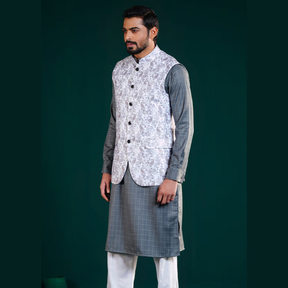 Signature Waistcoat (White Floral )
