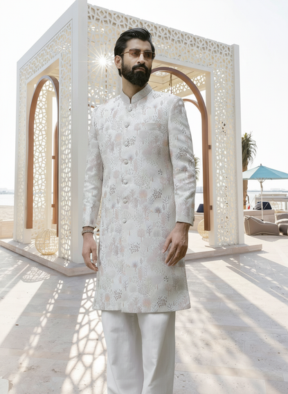 YAMAAN Imperial Off White-Brown Sherwani