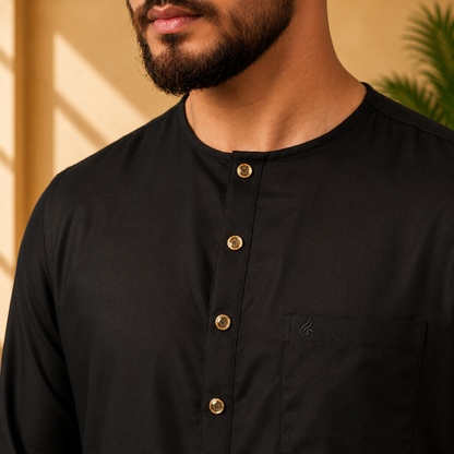 Royal Panjabi (Black Round Neck)