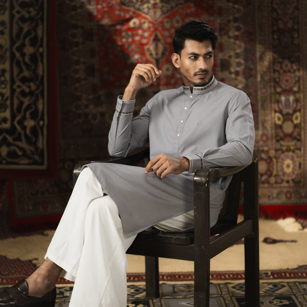 YAMAAN Signature Panjabi Light Grey
