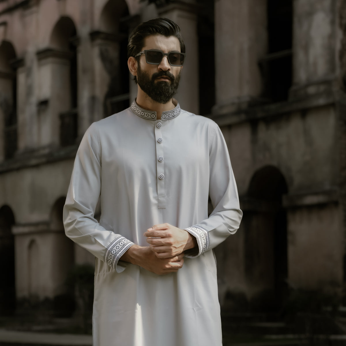 YAMAAN Imperial Panjabi in Light Grey