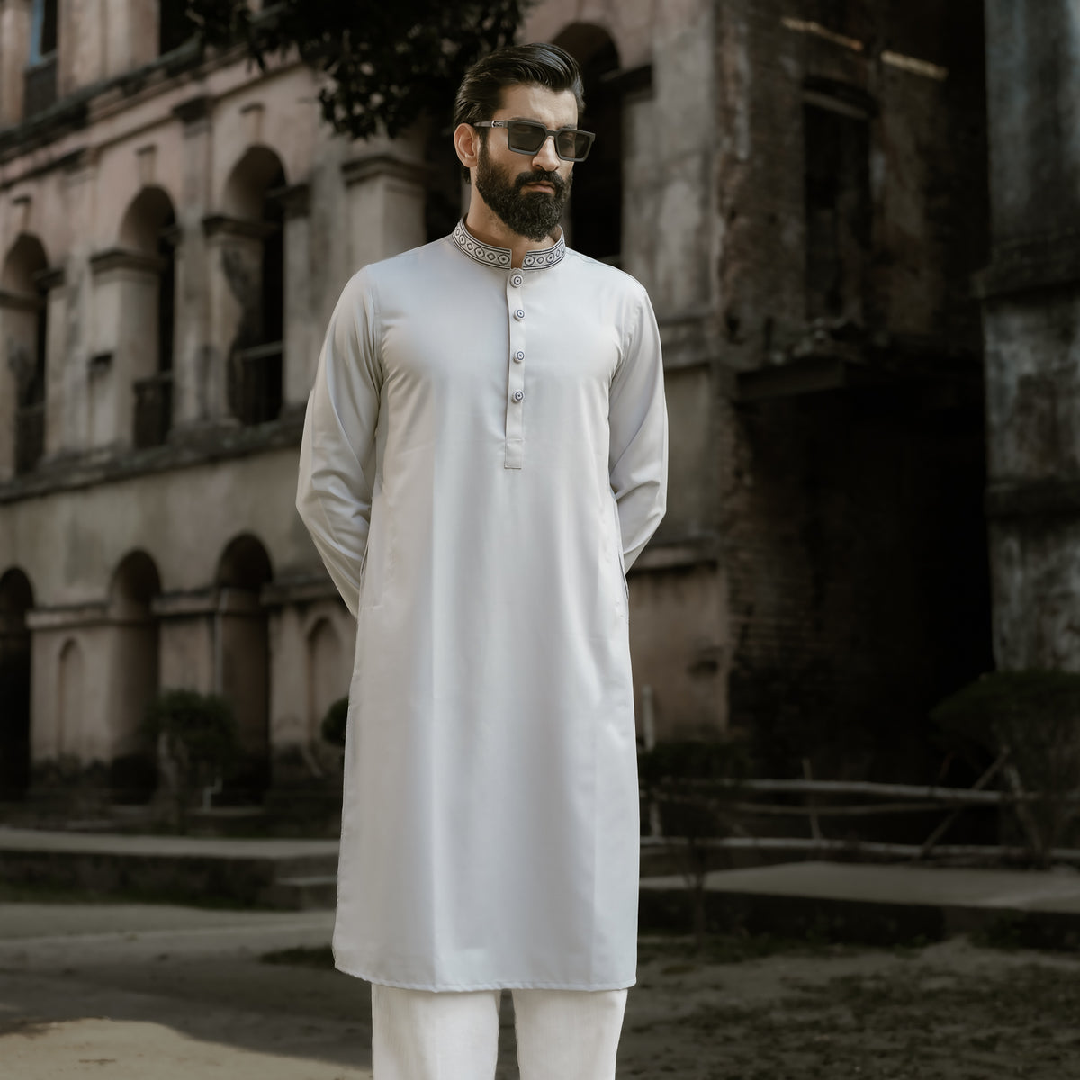 YAMAAN Imperial Panjabi in Light Grey