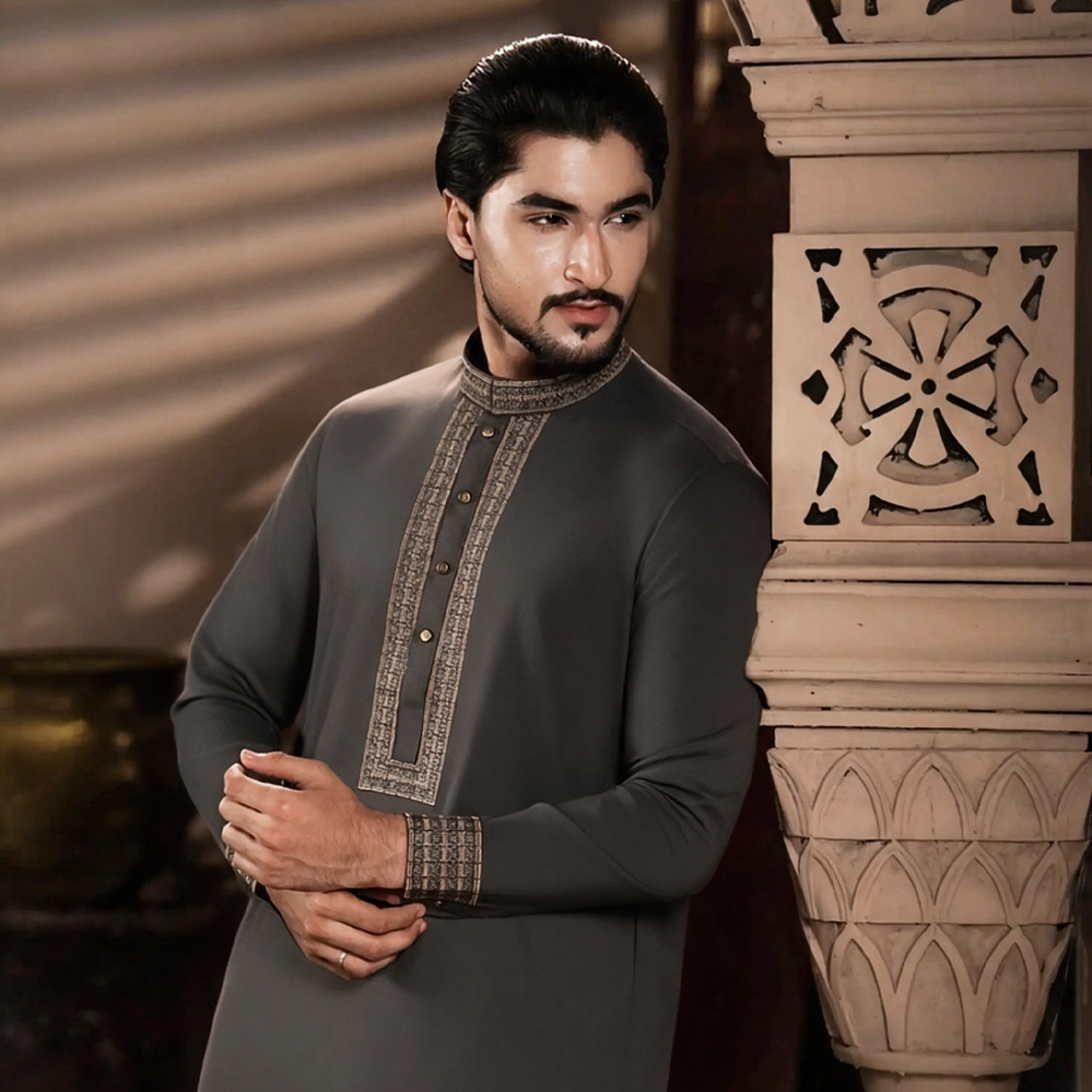 YAMAAN Imperial Panjabi Dark Grey