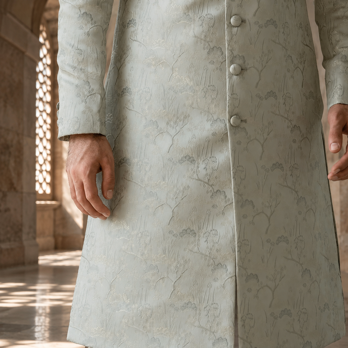 YAMAAN Imperial Sage Green Sherwani