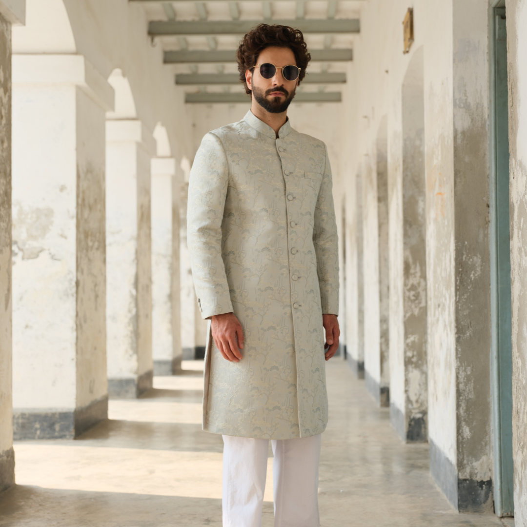 YAMAAN Imperial Sherwani Sage Green premium wedding sherwani for men in Bangladesh