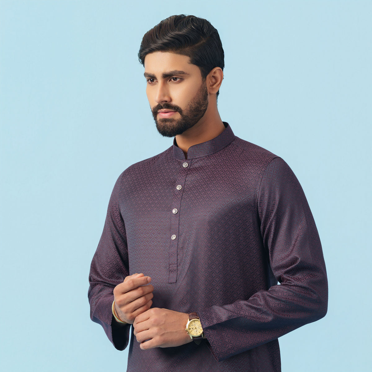 Yamaan Royal Panjabi Dark Purple for Men