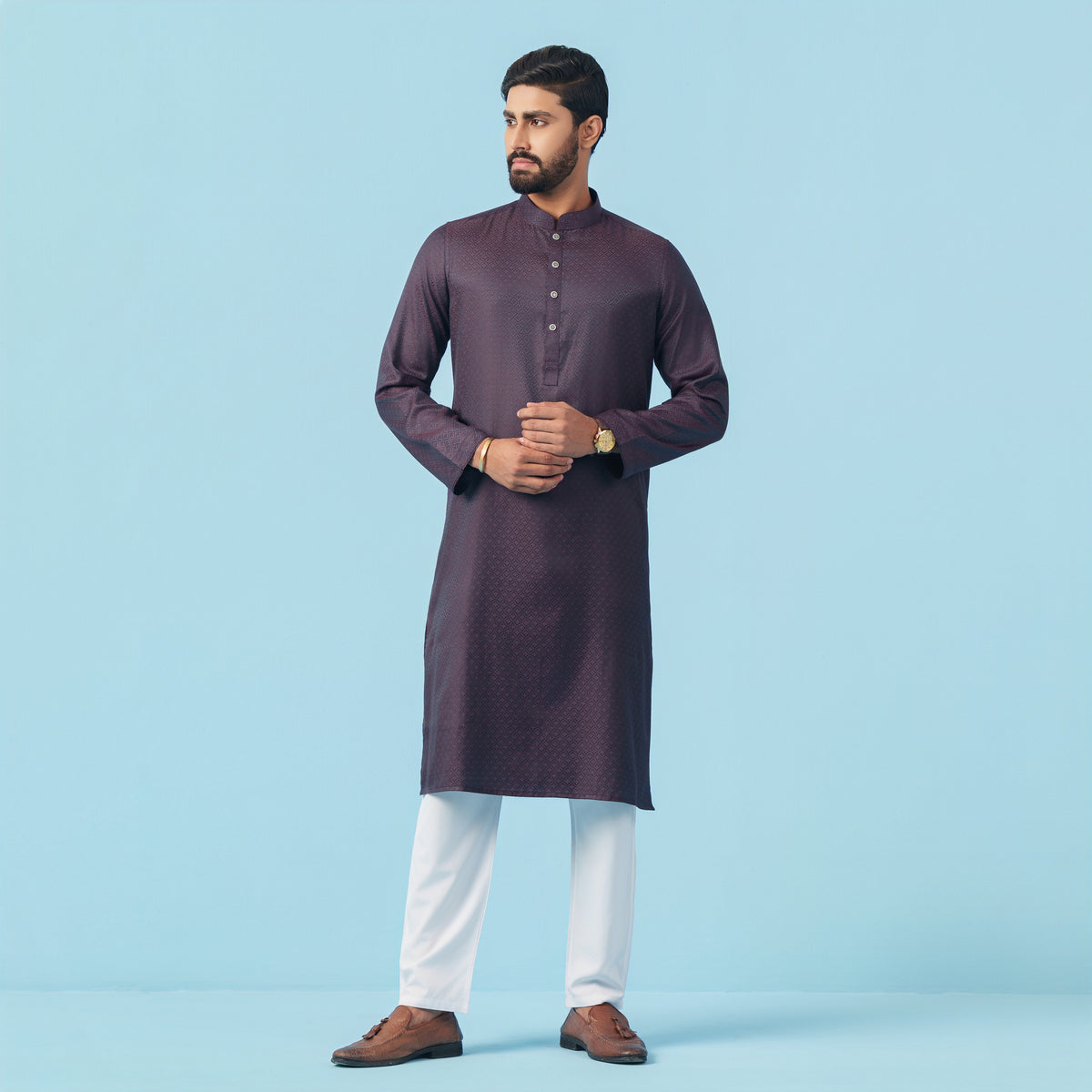 Yamaan Royal Panjabi Dark Purple for Men