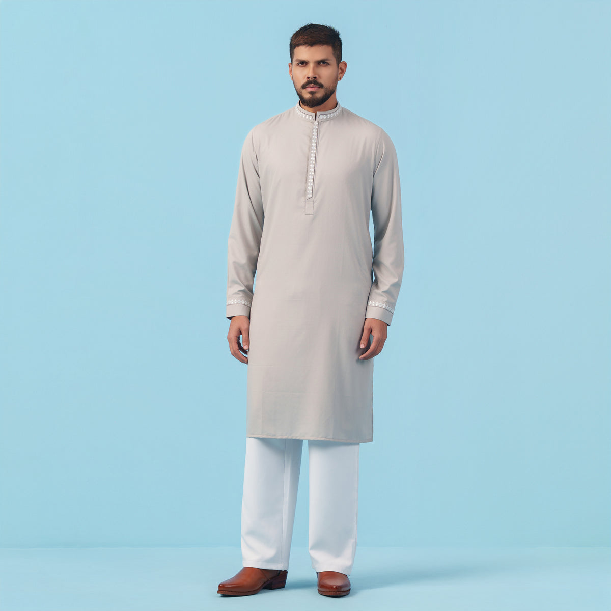 Yamaan Signature Panjabi Light Grey for Men