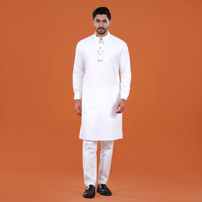 Yamaan Signature Panjabi White Fine Cotton for Men